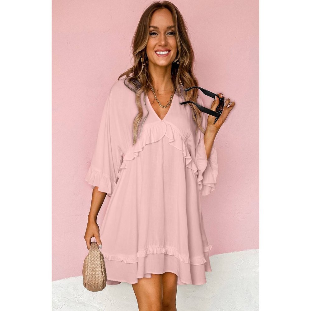 Light Pink Paint It Black Asymmetrical Mini Dress
